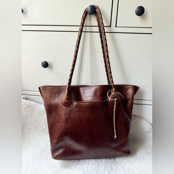 Patricia Nash Eastleigh Brown Leather Top Handle Large Tote - $249 vintage style - Picture 1 of 15